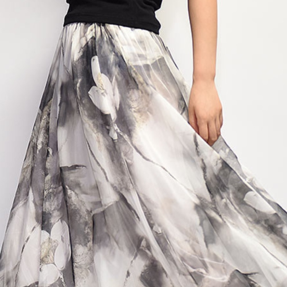 NEW Watercolor Long Flowing Maxi Skirt Medium - Picture 2 of 3